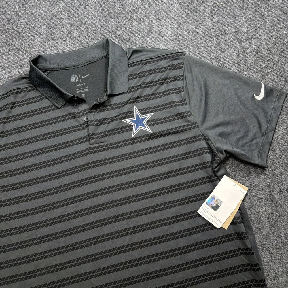 NIKE DALLAS COWBOYS Polo Shirt Mens Large L Gray Dri-Fit Golf Modern NFL   New!!
